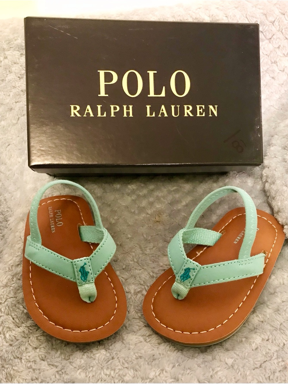 Ralph Lauren Turquoise Lia Toddler Sz 6 Leather Sandals